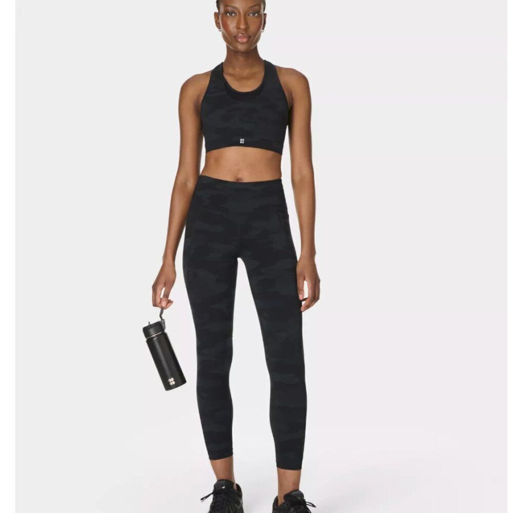 Sweaty Betty Leggings Power 7/8 Workout Leggings Ultra Black Camo Print XL